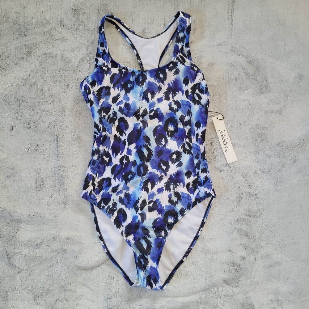 Nicole Miller Womens Size Small Animal Print 1 Piece Racerback Swimsuit Swim NEW
